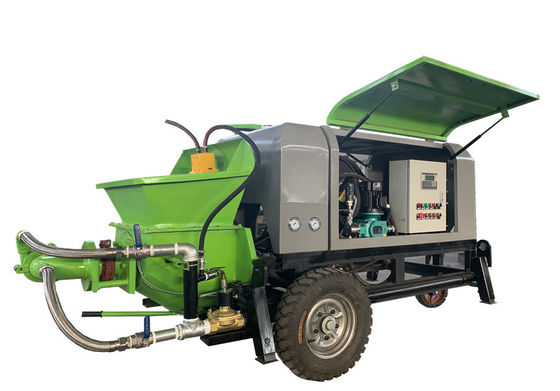 Mesin Semprot Gunite Hijau 22kw Peralatan Gunite Didorong Diesel